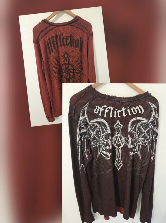 Affliction Other - Vintage Affliction Reversible Thermal Shirt Mens XXL Wings Cross Y2K Grunge MMA